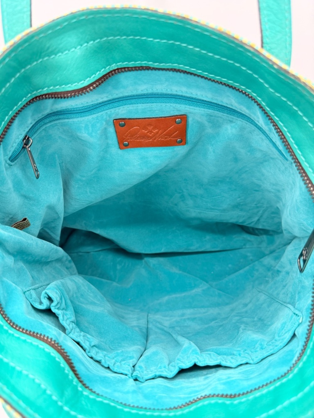PATRICIA NASH Woven Straw Leather Tote Shoulder Bag Boho Large Summer - Picture 6 of 8